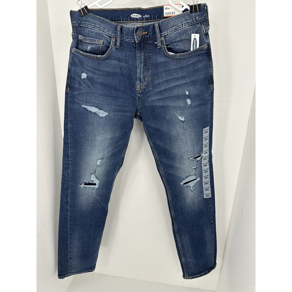 Old Navy Skinny Built In Flex Tough Denim Jeans Dark Wash Mens 32x32